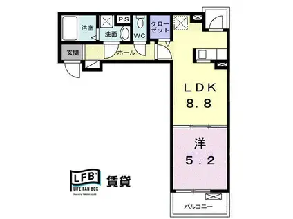 アンの家 グリーンゲイブルズ(1LDK/2階)の間取り写真