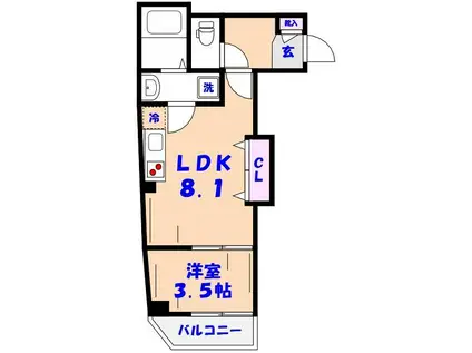 EPガーデン本中山(1LDK/6階)の間取り写真