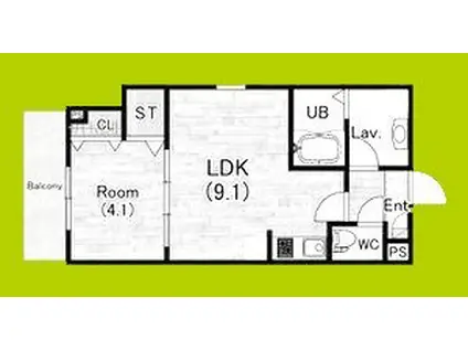 ジーメゾン高石リュクス(1LDK/3階)の間取り写真