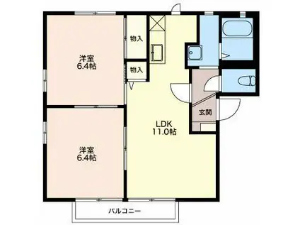 パルフェ(2LDK/1階)の間取り写真
