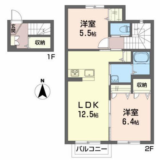 ラムダップ・ベータ(2LDK/2階)の間取り写真