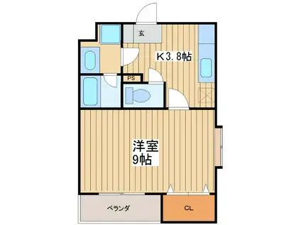 クレアール(1K/1階)の間取り写真