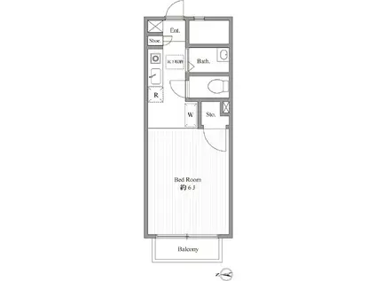 ルマシスワ(ワンルーム/1階)の間取り写真
