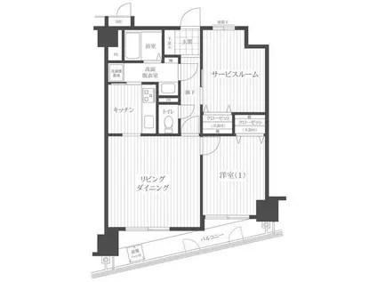 隅田公園サニーコート(1SLDK/12階)の間取り写真