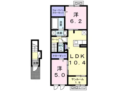 ヴィラージュ X(2LDK/2階)の間取り写真