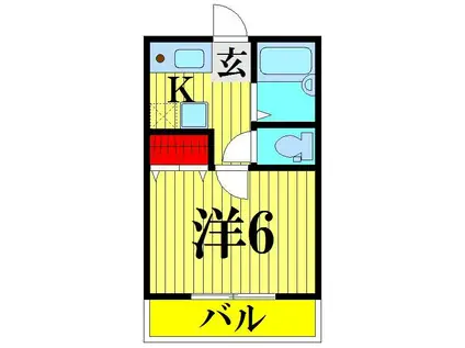 キングハウスII氷川町(1K/1階)の間取り写真