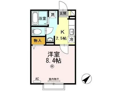 センターロードA棟(1K/2階)の間取り写真