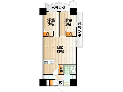 ロイヤルノースナイン(2LDK/7階)の間取り写真