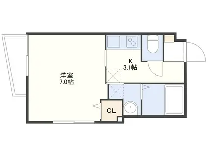 COLORER中川(1K/4階)の間取り写真