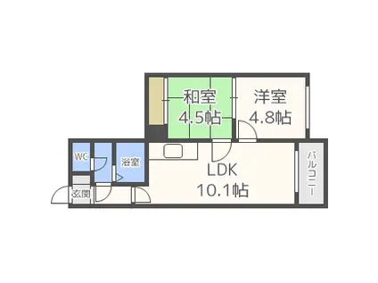 ラ・ルーチェ発寒(2LDK/4階)の間取り写真