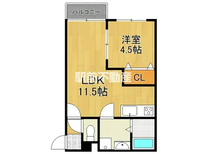 ジリオ鳥栖(1LDK/3階)の間取り写真