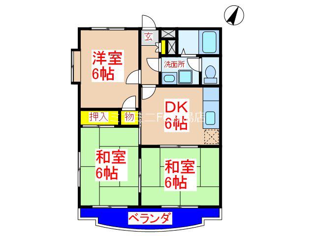 パストラールII(3DK/3階)の間取り写真