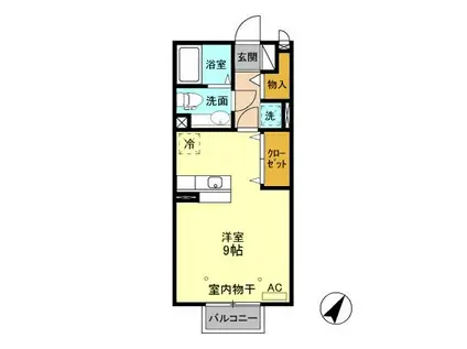 シェル駒生C(ワンルーム/2階)の間取り写真