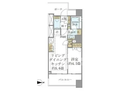 ブリリア千代田左衛門橋(1LDK/3階)の間取り写真