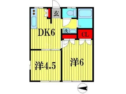 ライトガーツェ(2DK/1階)の間取り写真