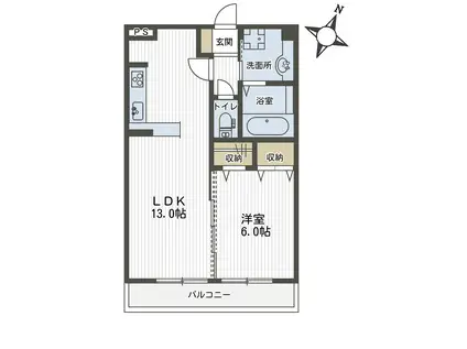 グレイスヴァンベール壱番館(1LDK/1階)の間取り写真