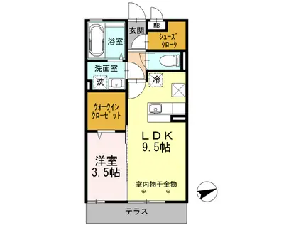 ワイズハウス(1LDK/1階)の間取り写真