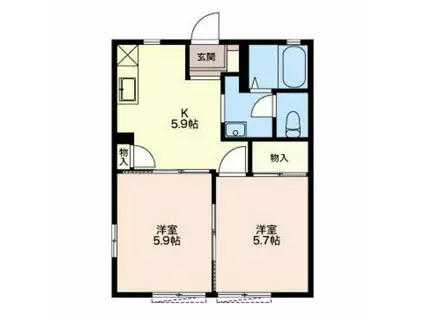 ファミール落合(2K/1階)の間取り写真