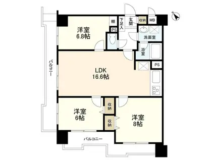 五反田リーラハイタウン(3LDK/9階)の間取り写真
