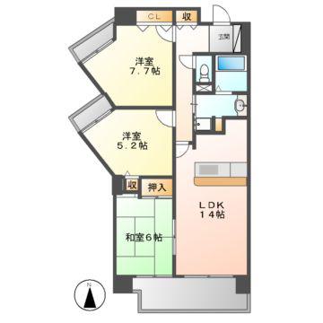 井清寿マンション(3LDK/6階)の間取り写真