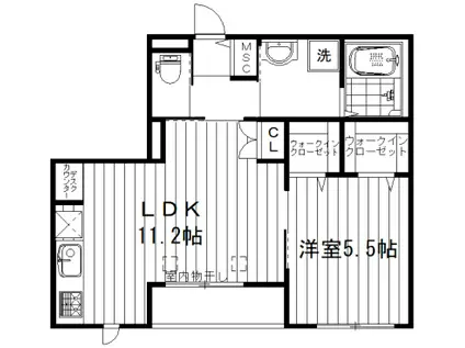 アムサクラパルク(1LDK/2階)の間取り写真