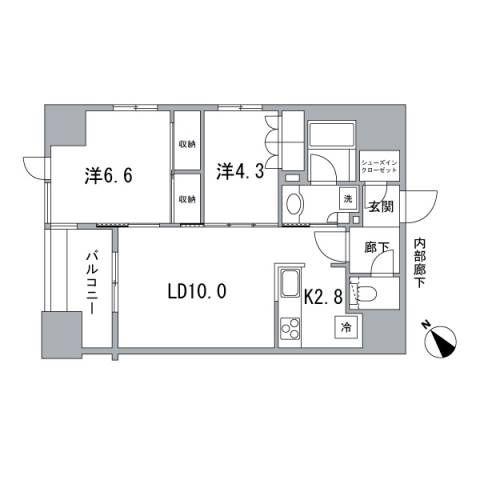 イニシア築地(2LDK/7階)の間取り写真