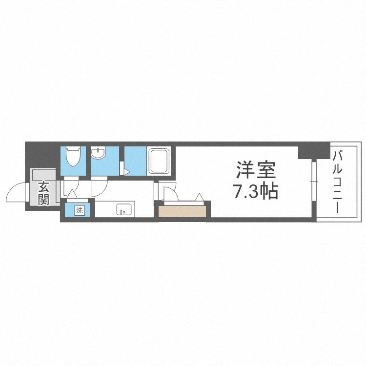 プランドール北浜(1K/14階)の間取り写真
