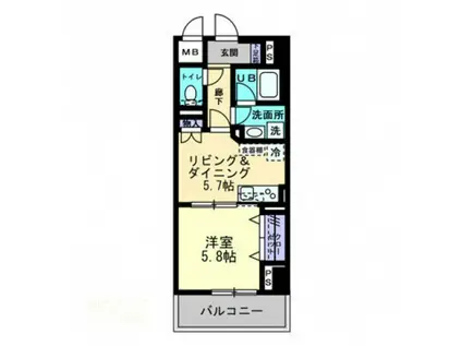 エルドラード常磐町(1DK/8階)の間取り写真