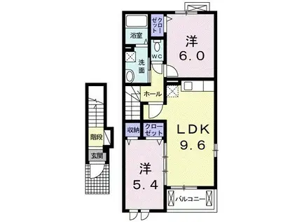 ハッピーメゾン(2LDK/2階)の間取り写真
