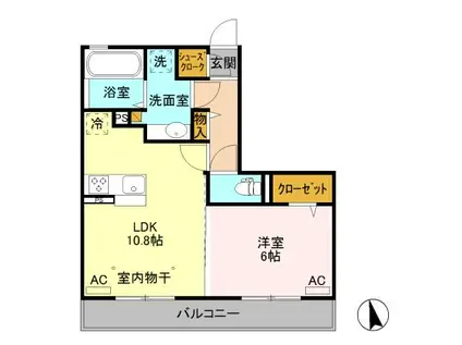タウンコートII八幡(1LDK/2階)の間取り写真