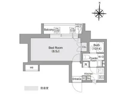 コンフォリア・リヴ森下MUTIO(1K/5階)の間取り写真