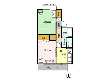 ルードルフィアタウンズ B棟(2K/1階)の間取り写真