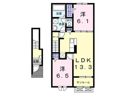 キャピタル平安(1LDK/2階)の間取り写真