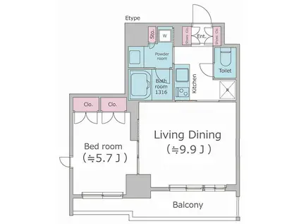 パークフラッツ渋谷代官山(1LDK/3階)の間取り写真
