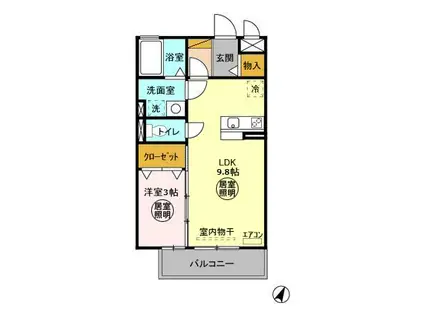 PRINCESSI・II(1LDK/2階)の間取り写真