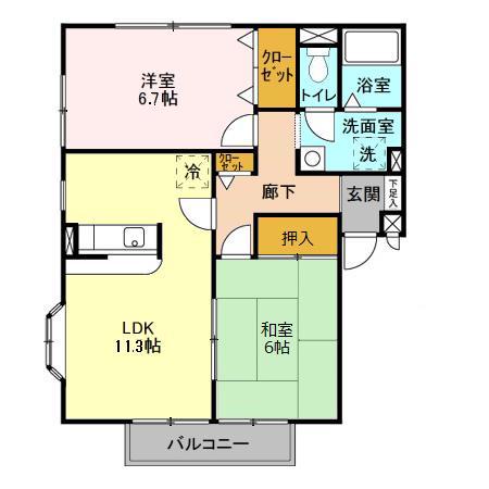パレアージュD(2LDK/1階)の間取り写真