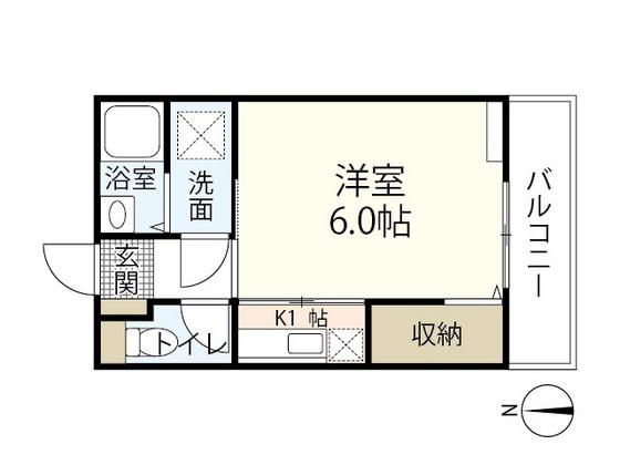 メゾンIII(1K/1階)の間取り写真