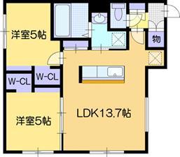 アレックスプアンA(2LDK/1階)の間取り写真