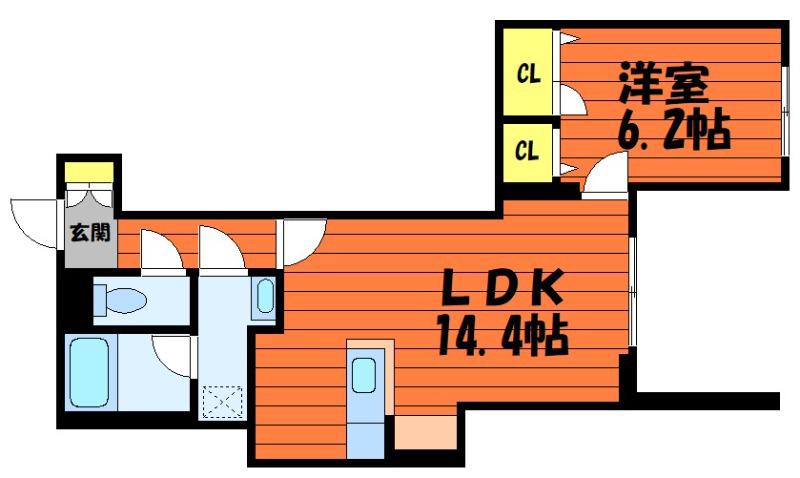 ファーストクラス(1LDK/1階)の間取り写真