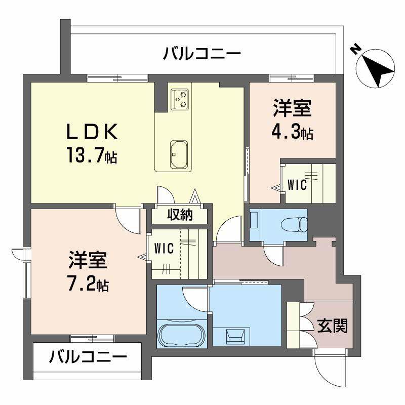 ベラ ルーナ(2LDK/4階)の間取り写真