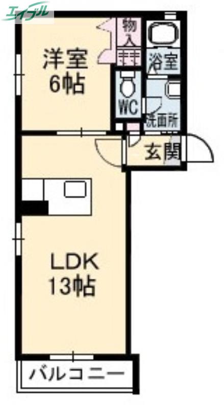 ラ・ヴィータ平井弐番館(1LDK/2階)の間取り写真