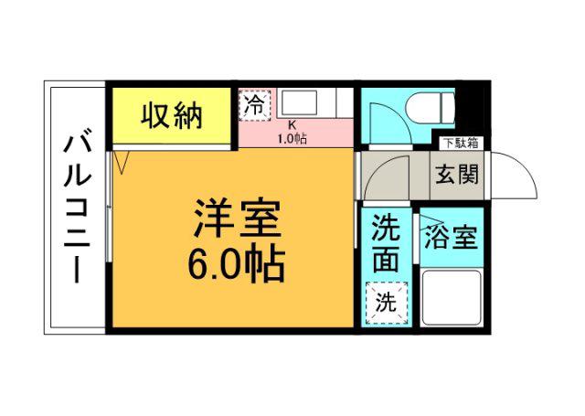 メゾンIII(1K/1階)の間取り写真