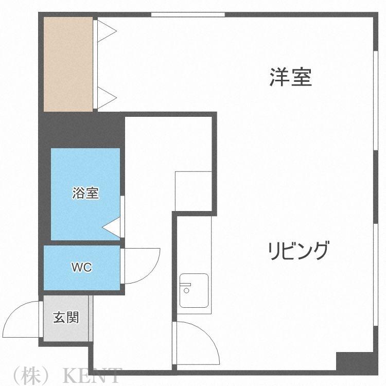 メテオール琴似(1LDK/2階)の間取り写真