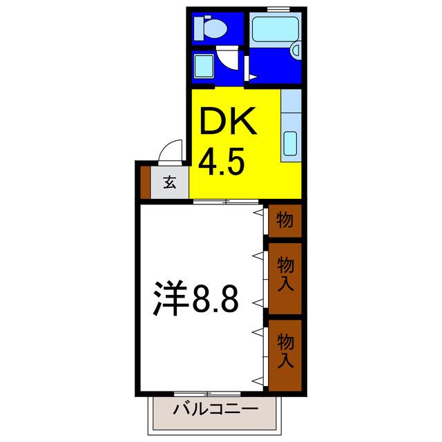 ドミール 古川 A棟(1DK/2階)の間取り写真