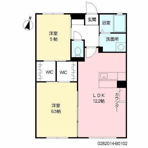 プロムナード夢咲南棟(2LDK/1階)の間取り写真