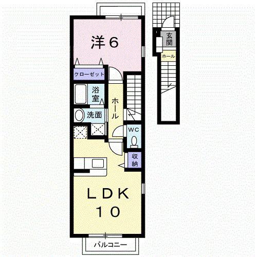 くらぶあっぷる(1LDK/2階)の間取り写真
