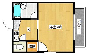 サバービア山根(1K/2階)の間取り写真