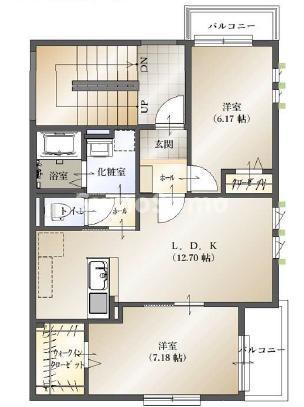 ストラッセ芦屋(2LDK/3階)の間取り写真
