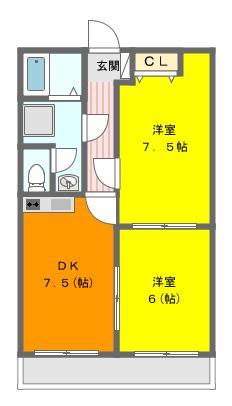 パルージュ(2DK/2階)の間取り写真