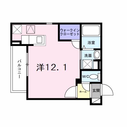 ヒカルサ神戸王塚台1(ワンルーム/1階)の間取り写真